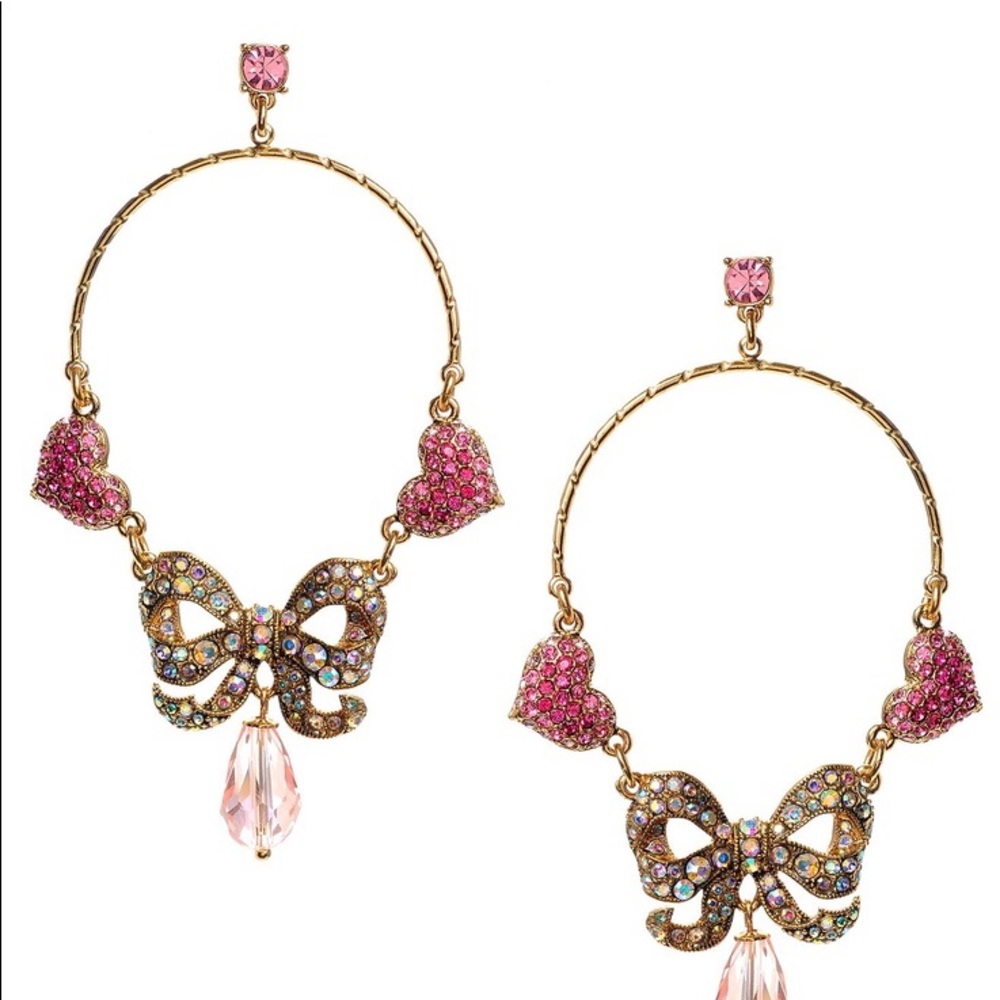 BETSEY JOHNSON heart/bow earrings